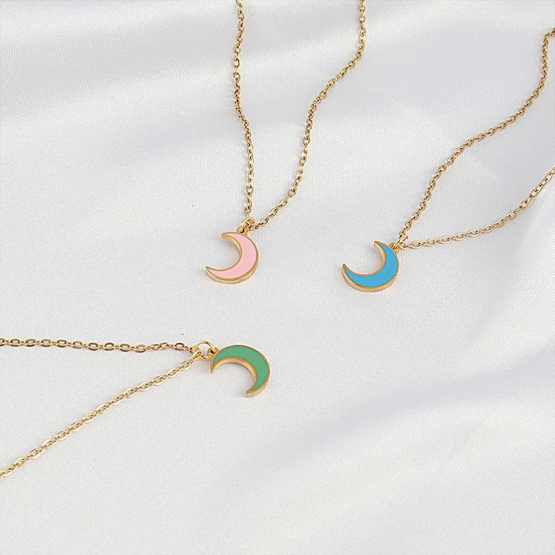

Модное ожерелье из нержавеющей стали для женщин ожерелье с Луной Золотой Серебряный цвет ожерелье с кулоном в виде Луны ювелирные изделия п...