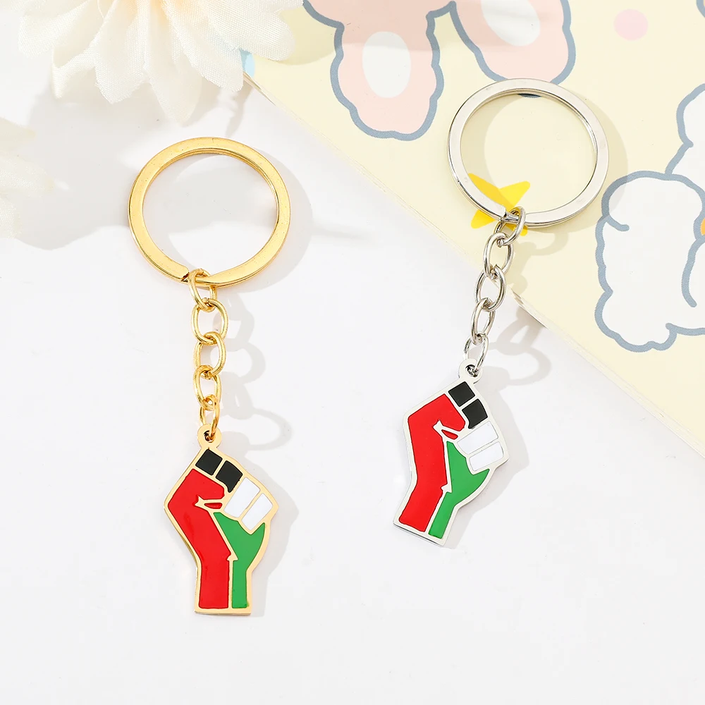 Модный красочный брелок с подвеской в виде кулака из нержавеющей стали для