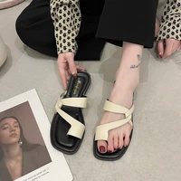 2022 summer women sandals premium orthopedic open toe flat slippers vintage anti slip leather casual flat heel slip on slippers