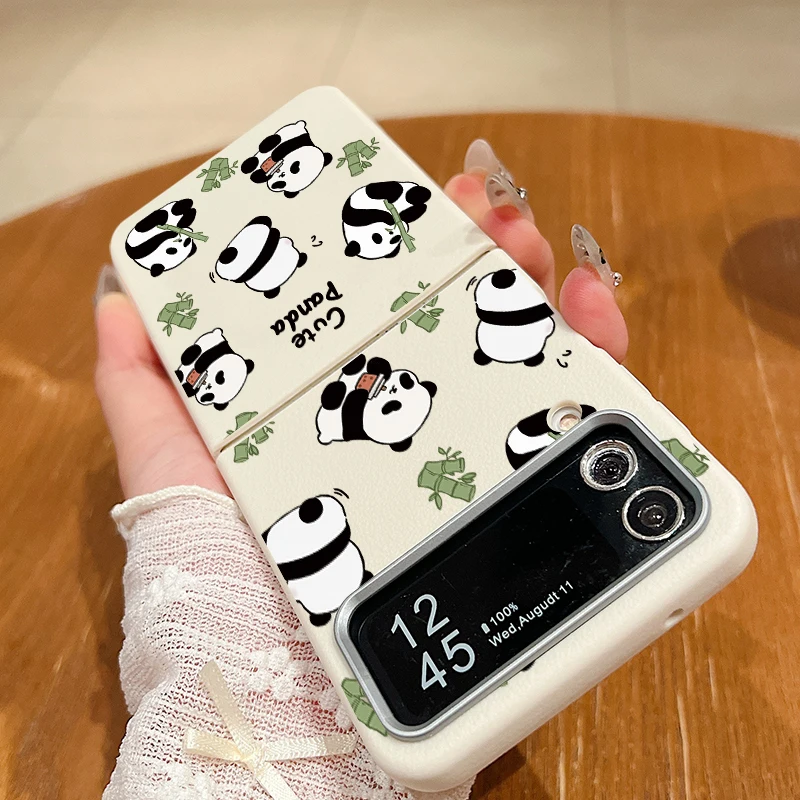 Чехол для Samsung Galaxy Z Flip6 Flip5 Flip4 магнитный чехол с бамбуковой пандой мягкий