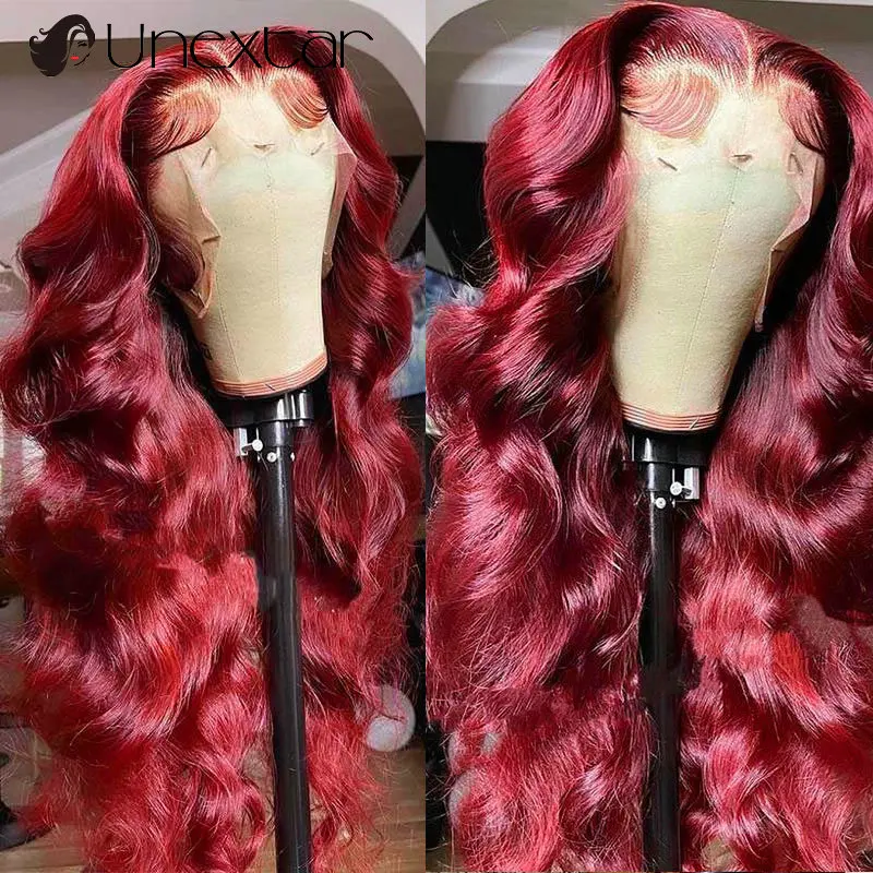99J Transparent Lace Frontal Wigs 13X4 Body Wave Human Hair 30 Inch Remy Wigs for Women Headband Wig Unextar Human Hair