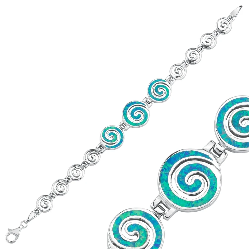 

Silver 925 Sterling Opal Gemstone Bracelet