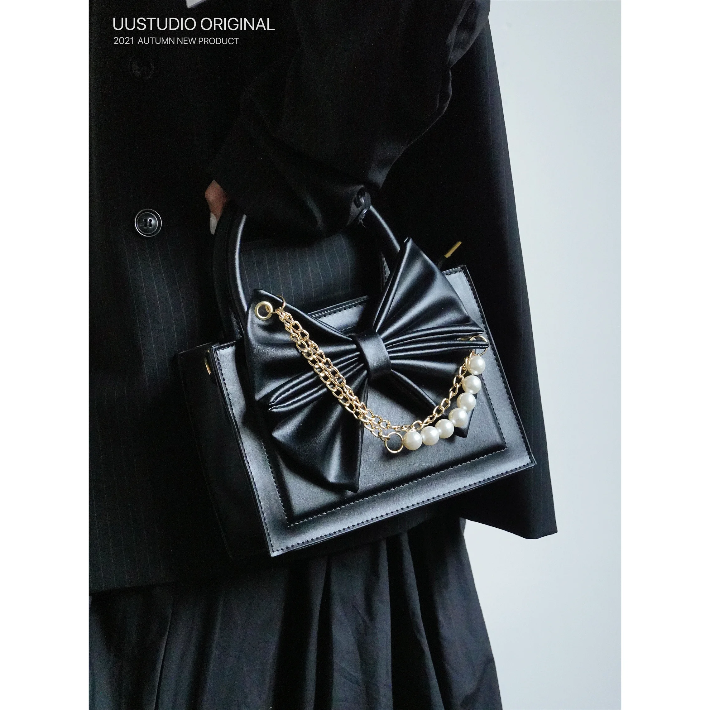 Luxury Design Women Square Shoulder Bags Pearl Chain Ladies Bowknot Clutch Purse Handbags Female Red Small Tote Crossbody Bag