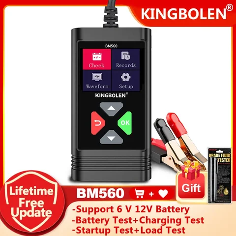 Тестер автомобильных аккумуляторов KINGBOLEN BM560 BM550, 24 В, 6 в, 12 В, анализатор автомобильных аккумуляторов 100-2000 CCA