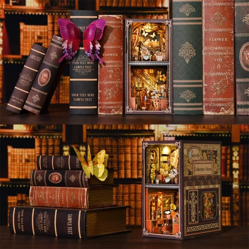 Деревянный 3D-конструктор «Книжный уголок «Бабочка»: Набор для сборки книжной полки-куклоного домика, модель для декора дома, идеальный подарок (art.: 3920d4eef97bb) - 3920d4eef97bb
