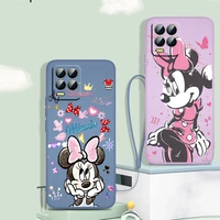 cute minnie mouse disney phone case for oppo reno7 se 6 5 4 2 z lite pro plus 5g 4g liquid rope silicone soft tpu cover