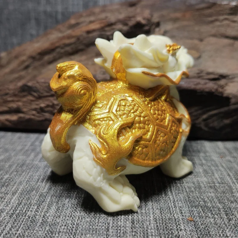 Рисунок орехов цвета слоновой кости позолоченный властный Xuanwu дракон черепаха 8*5