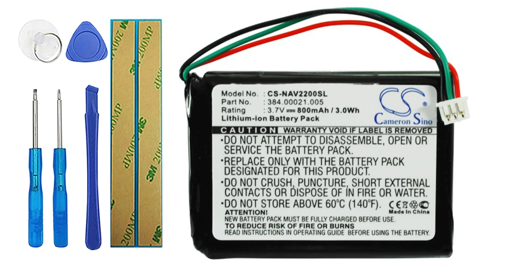 

Cameron Sino 800mA Battery for Navigon 2200, 2200T, 2210 384.00021.005