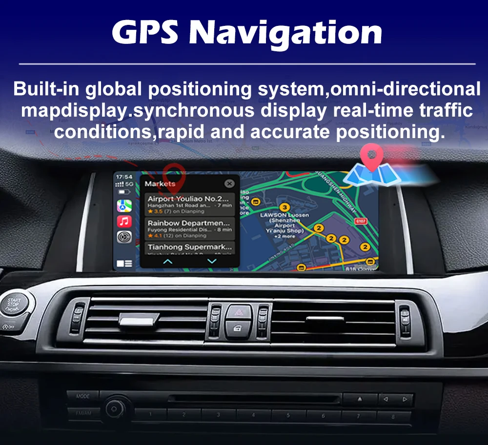 Фото Carplay для BMW 5 серии F10 F11 2011-2017, Android Auto, автомобильная мультимедийная система, видеоплеер, Bluetooth, GPS-навигация, DSP, стерео №5