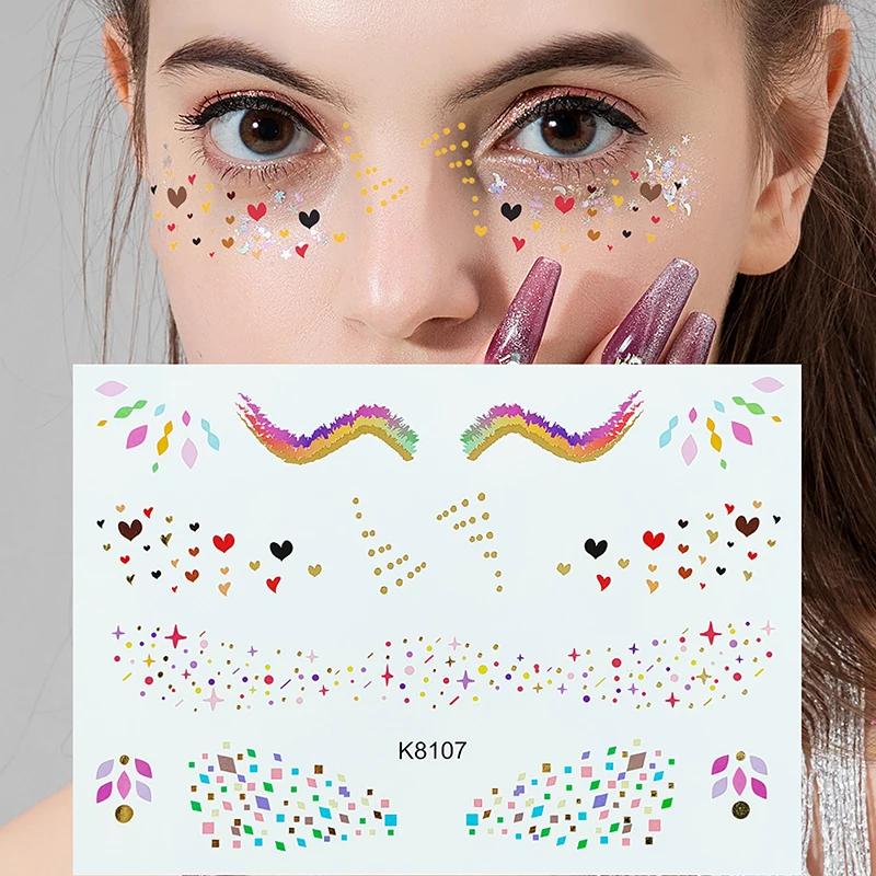

4Pairs/sheets Temporary Cute Face Makeup Sticker Self Adhesive Body Eyeshadow Bling Party Festival Decoration