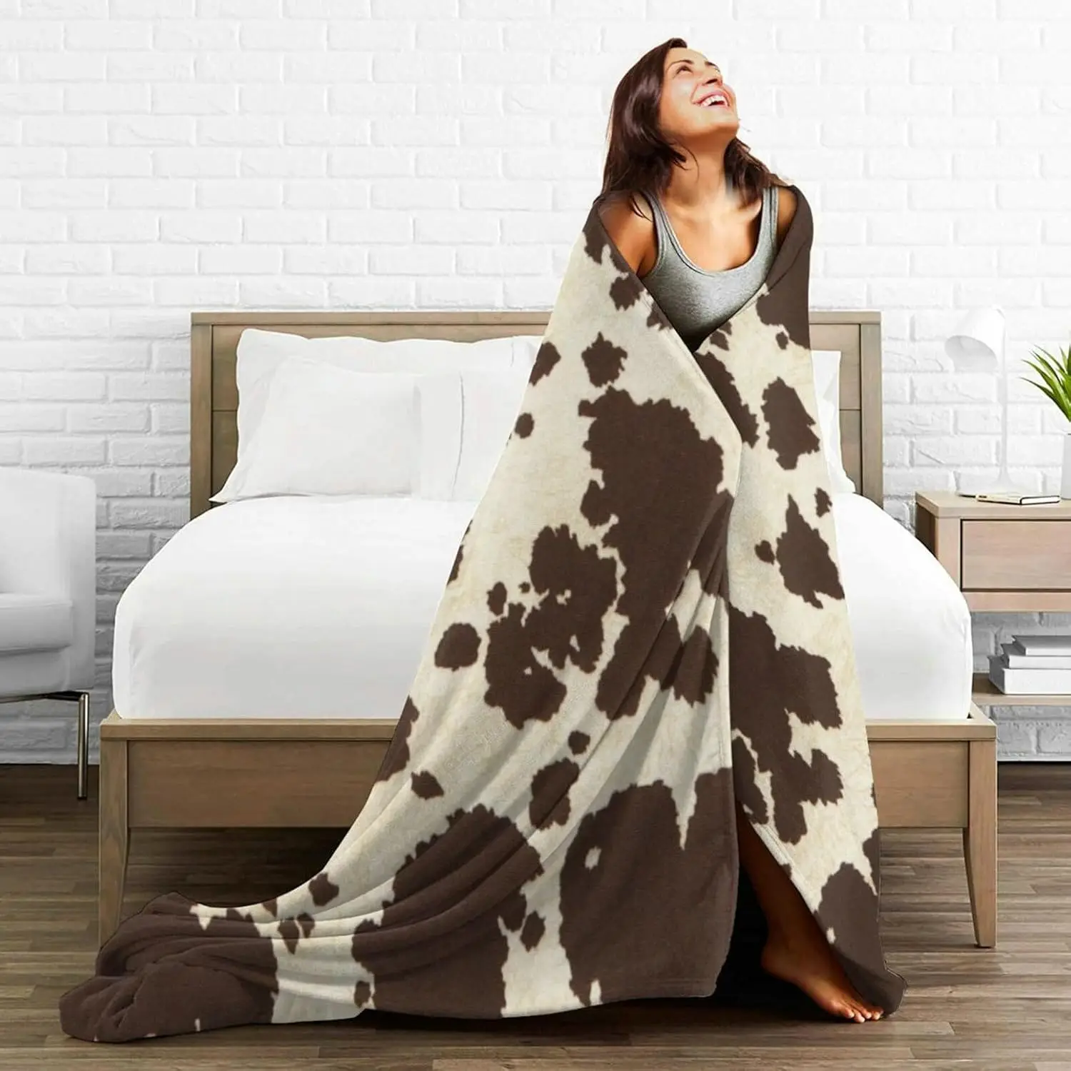 HGOD DESIGNS Manta для флисового цвета с estampado de piel Fagón y blanco ультра suave acogedora decorativa