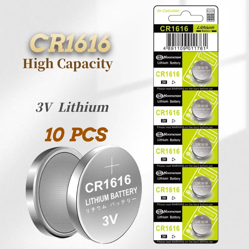 

10PCS CR1616 3V Lithium Batteries Environmental Protection Button Battery for Car Alarm Remote Key