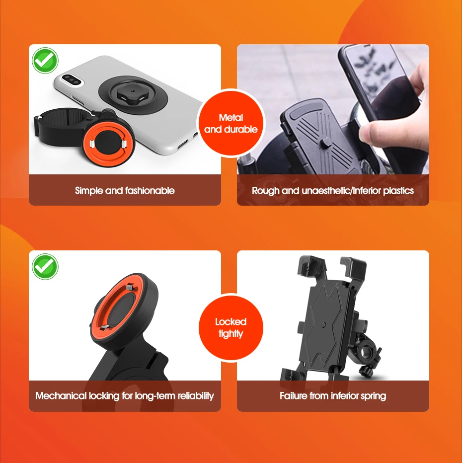 Universal Motorcycle Bike Mobile Phone Holder,Bicycle Phone Holder Quick Mount Stand,Aluminum Adjustable Bike Handlebar Bracket