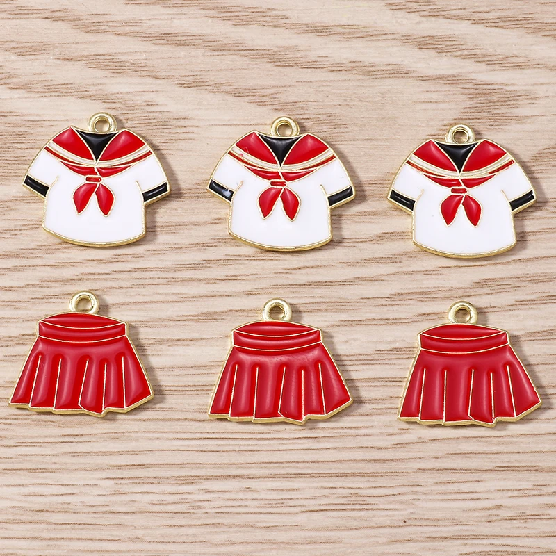 

10pcs Lovely Enamel Dress Clothes Charms for Jewelry Making DIY Earrings Necklaces Pendants Handmade Crafts Supplies Accessories