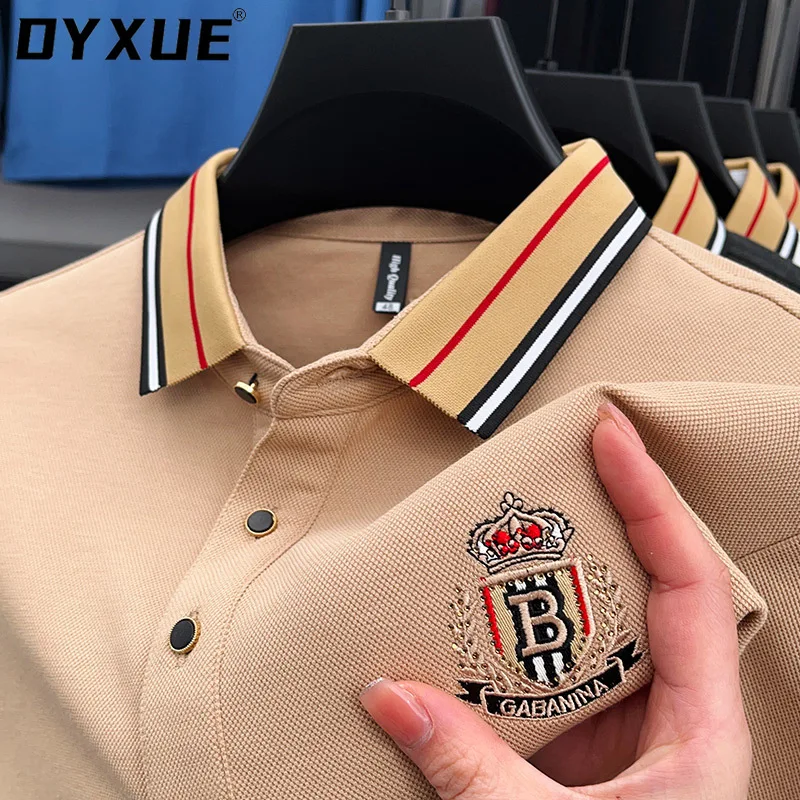 

DYXUE High-end Men's Brand Clothing Cotton Autumn Clothing Lapel POLO Shirt Embroidery Business Casual Long-sleeved Top M-4XL