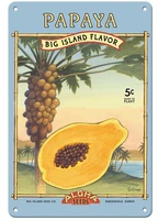 coconut mango pineapple ginger bottle palm papaya big island flavor vintage aloha seed pack fashion metal logo 12x8 inch