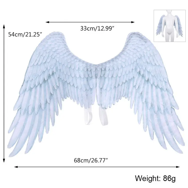 

E8FA Хэллоуин черные белые нетканые перья Крылья Ангела зло Косплей Костюм Марди Гра ролевые игры платье аксессуары