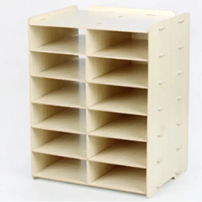 Wooden Multi-layer File Storage Box A5 Bill Express Delivery Order Finishing Shelf Double Row Office Data Cabinet