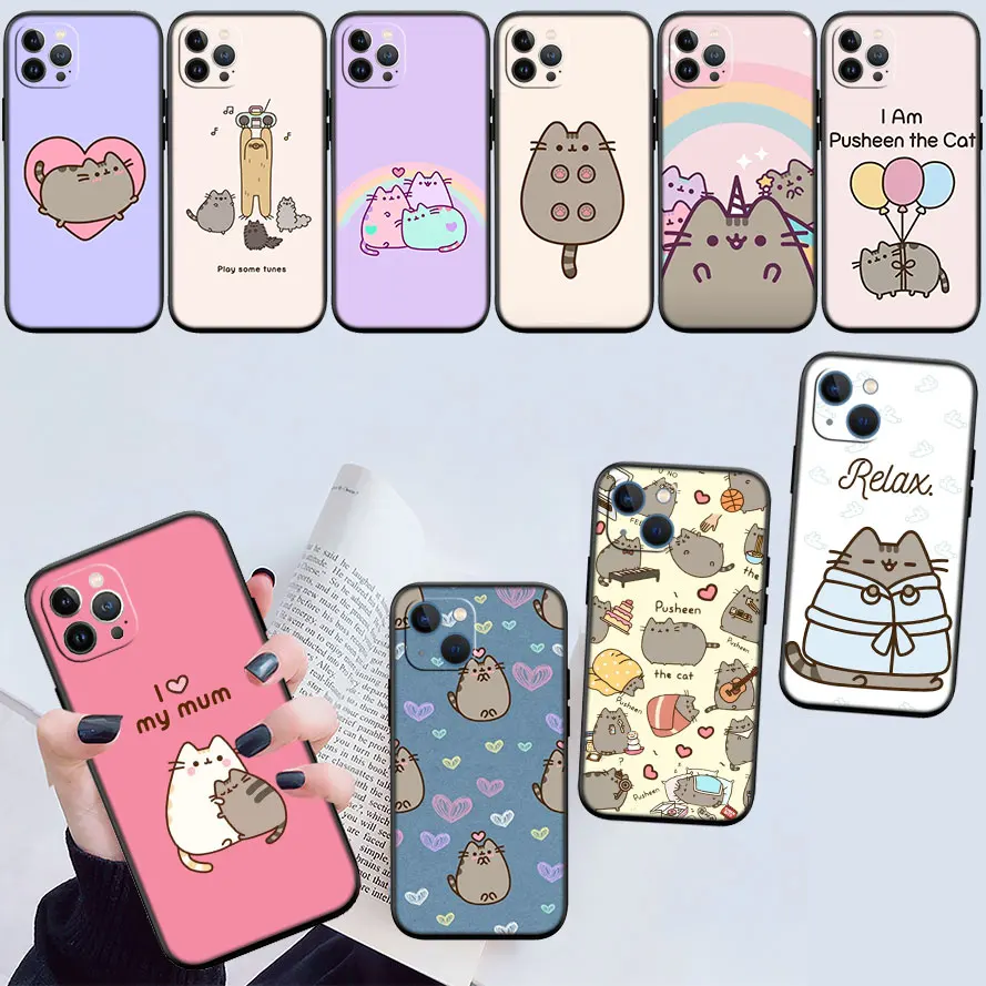 BD28 P-Pusheens Cat Новый чехол для телефона Xiaomi Mi POCO C50 C51 C55 C65 X6 F6 F5 M6 C75 A1 A2 A3 5X 6X Lite Pro