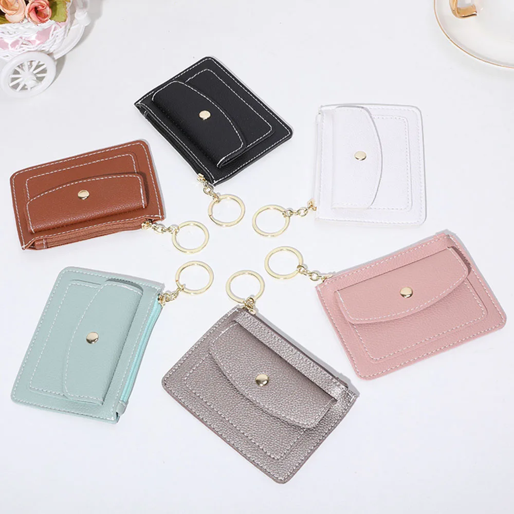 

Wallet Women Card Bag Coin Purse Hasp PU Coin Purse Pouch Solid Color Zipper Coin Purse Zipper Simple Portable Mini Wallet Men