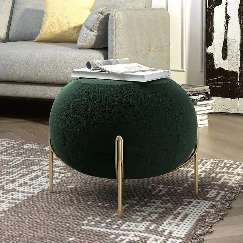 

Modern Round Cushion Velvet Upholstered Low Stool Living Room Furniture Home Stool & Ottoman