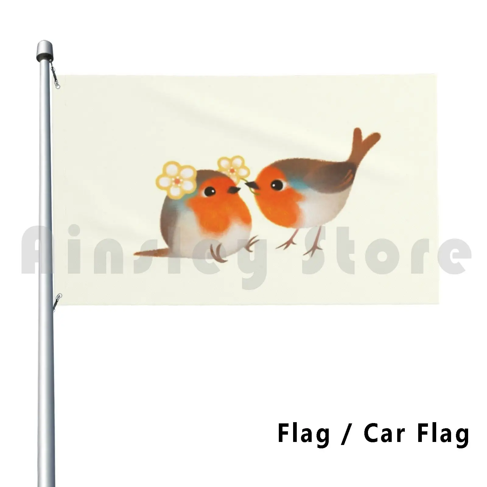 

Flowers For You Flag Car Flag Printing Custom European Robin Robin Bird Animal Love Happy Flower Present