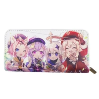 genshin impact pu purse anime portable cosplay wallet cartoon bag zipper prop kawaii gift