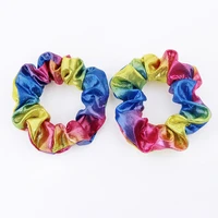 new arrival large intestine hair ring laser fabric women handmade holographic scrunchies elastic hair bands
