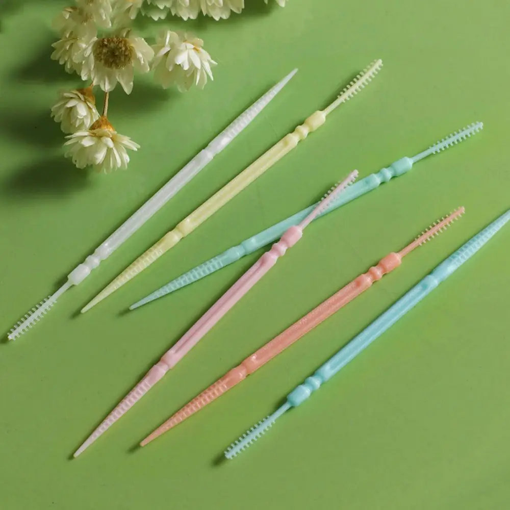 

Portable Superfine Clean Teeth Soft Plastic Oral Care Dental Floss Rods Toothpick Brush Double-head Interdental Brush