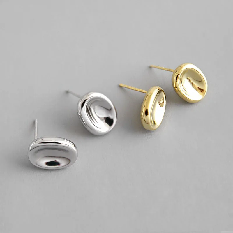 

Prevent Allergy 925 Silver Oval Earrings for Women Fashion Vintage Minimalist Geometric Smooth Girl Party Jewelry Gift Wholesale