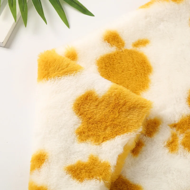 Короткая плюшевая ткань имитация кроличьего меха с рисунком коровы мягкая из