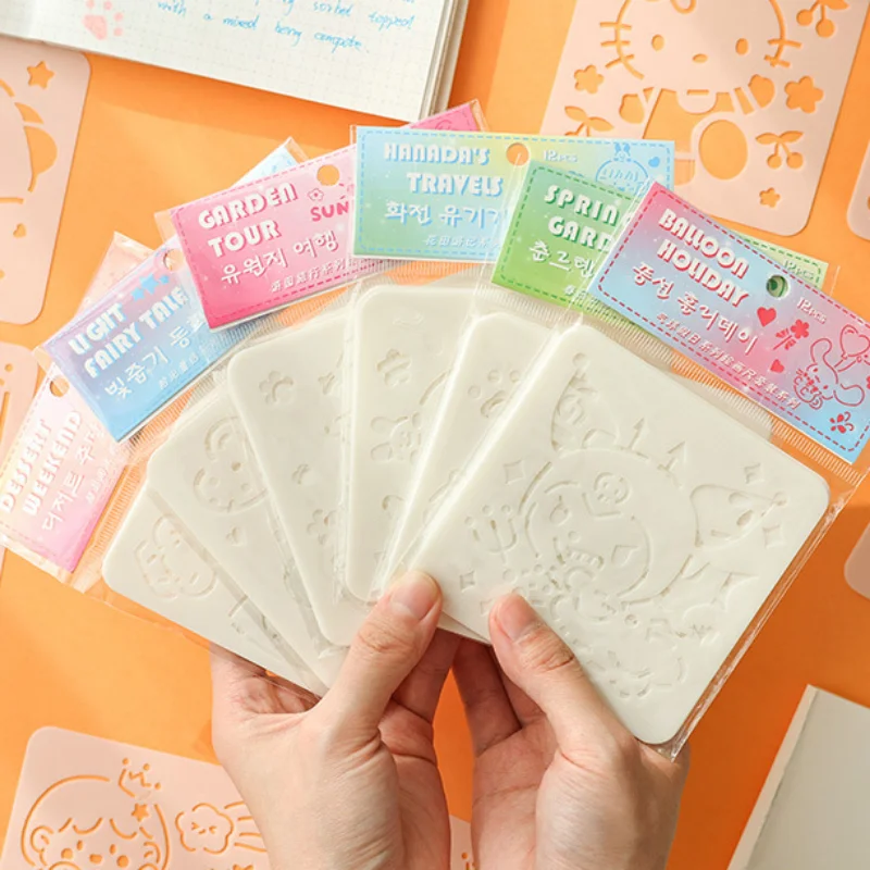 

Kawaii Cartoon Stencil Painting Templates Rabbit Bear Prints Plastic Stencil for Students Scrapbook Drawing Stencil Stationery