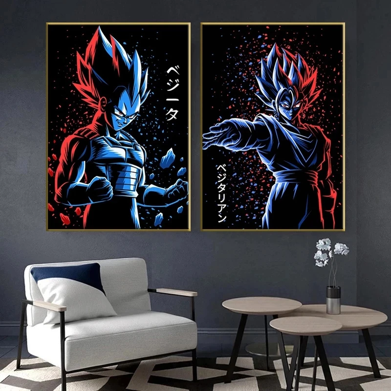 

Dragon Ball Canvas Painting Japanese Anime Watercolor Character Goku Poster Wall Art Print Home Bedroom Wall Picture Decorative