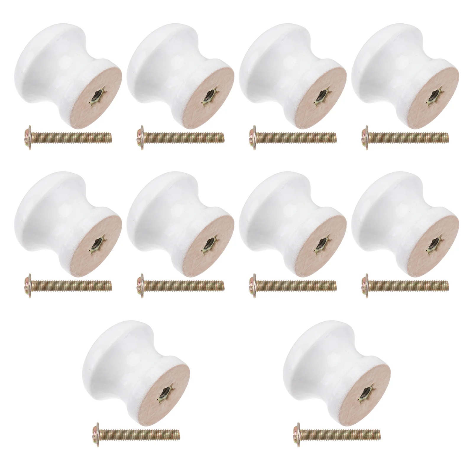 

10pcs Closet Dresser Door Handles White Wood Drawer Knob Wardrobe Knobs