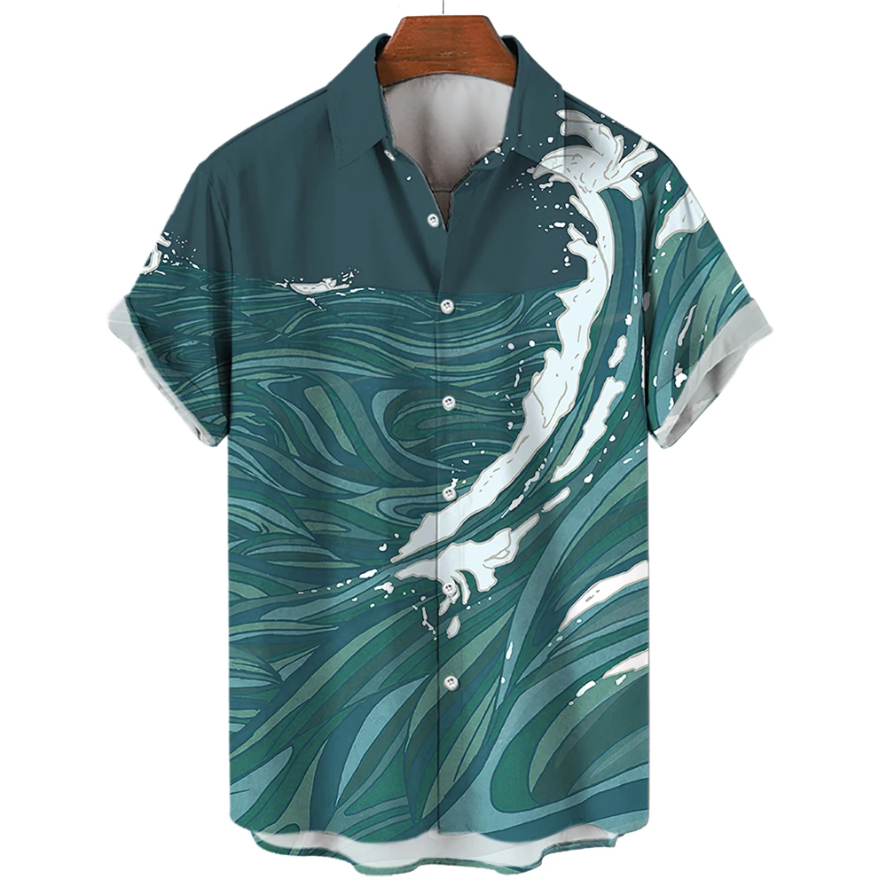 Men's shirt 3D printed Hawaiian shirt casual fashion summer oversized short sleeved lapel loose top