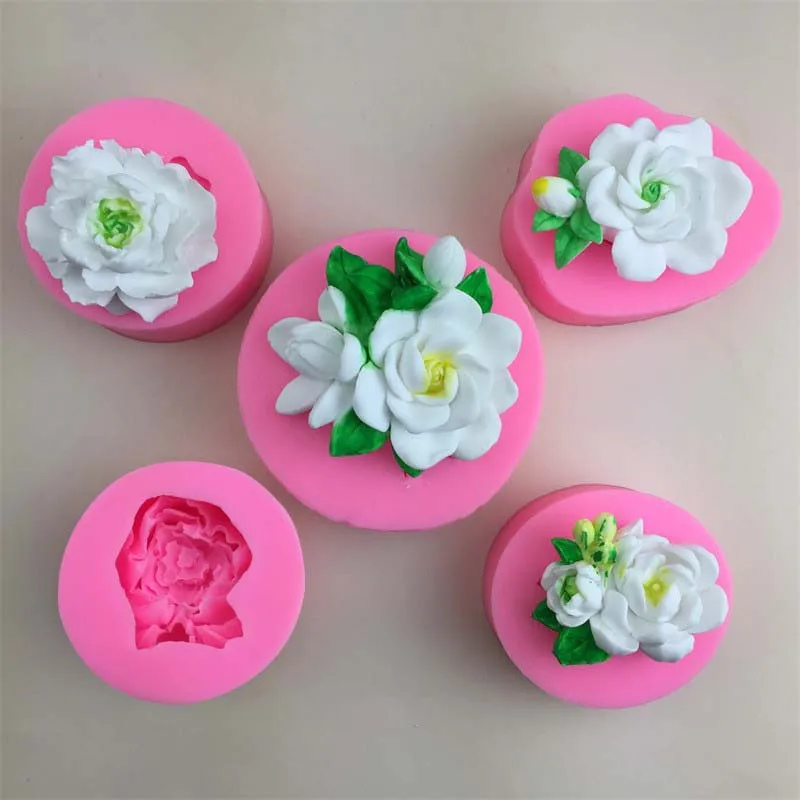 

3D силиконовая форма для торта с жасмином, цветочная форма для цветов гардении, помадки, мыла, желе, льда, шоколада, цветов, инструмент для искусства глины, смолы