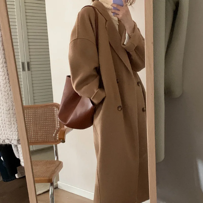 

Double Sided Cashmere Coat Women's Medium Long Woolen Topcoat Autumn and Winter 2023 New Premium Hepburn Style Overcoat