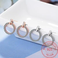 925 stamp silver color women high quality earrings round short zircon charm girl gifts jewelry hot new wholesale
