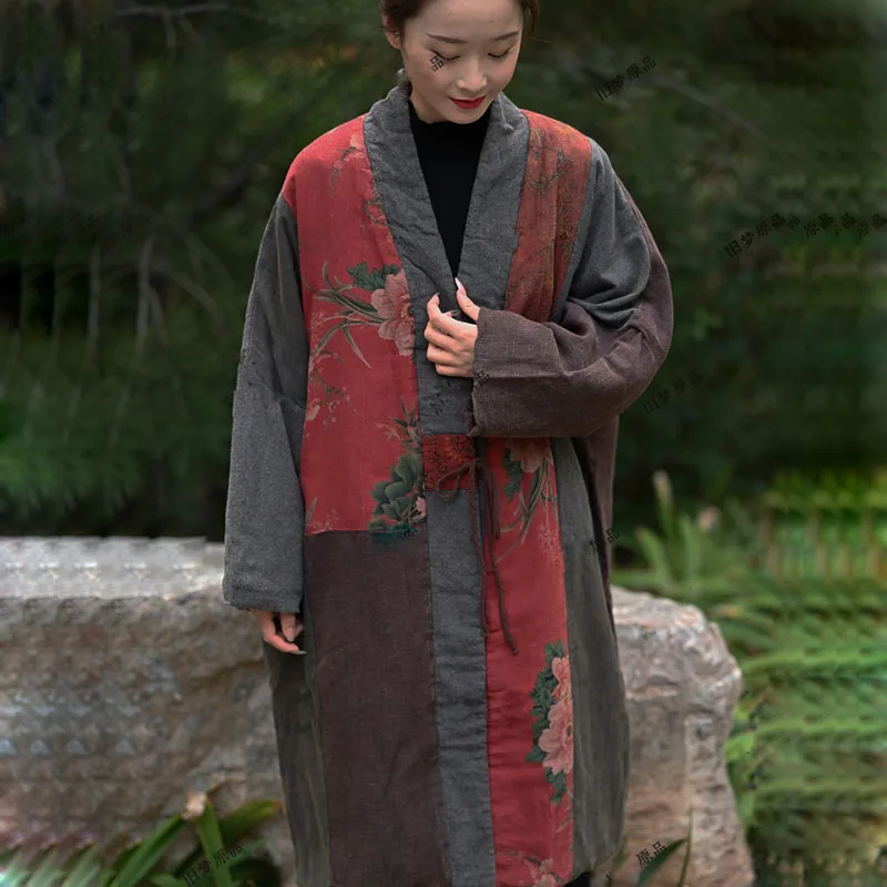 Оригинальная осенне-зимняя куртка из хлопка и конопли свободная версия