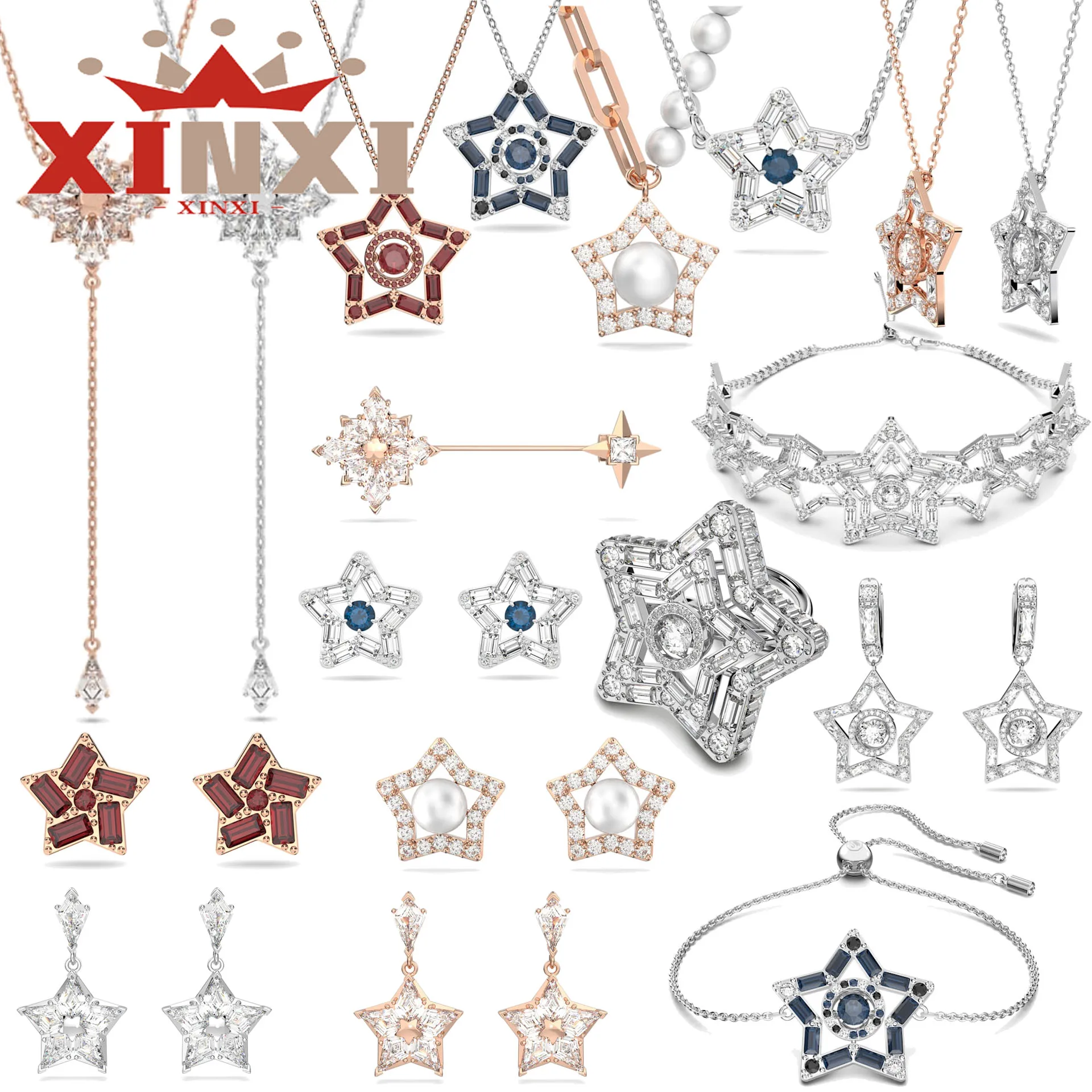 Комплект ювелирных изделий с пентаграммой ожерелье серьги браслет кольцо