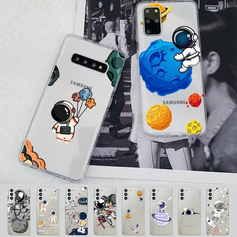 

Cute Cartoon Astronaut Phone Case for Samsung S20 S10 lite S21 plus for Redmi Note8 9pro for Huawei P20 Clear Case