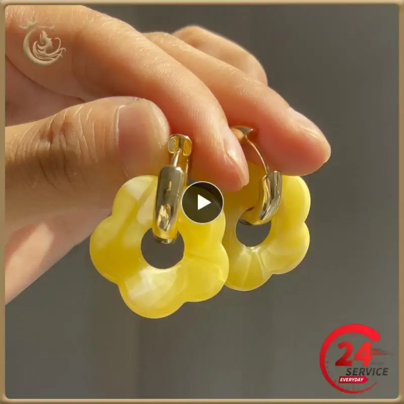 Новые красочные акриловые подвески в виде цветка из смолы серьги-кольца колец с