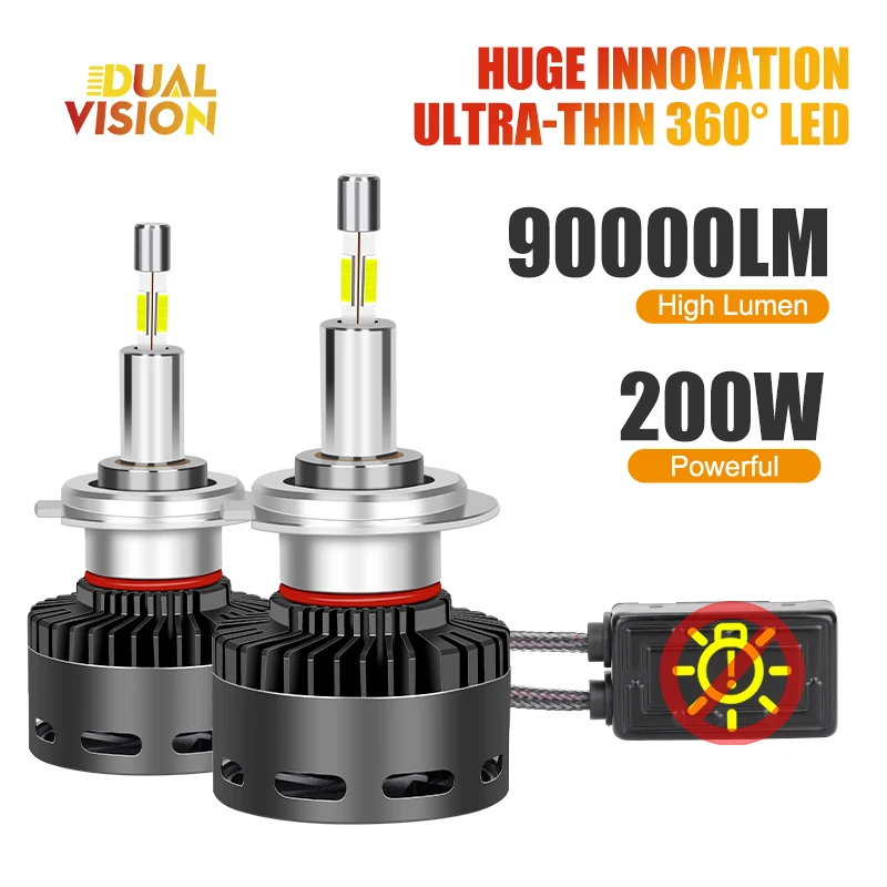 

Лампа для автомобильных фар Dualvision, лампа для противотуманных фар, 360 лм, 200 Вт, H4, H11, H1, HB3, 9005 HB4, HIR2, 9006