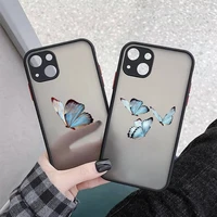 butterfly beautiful animal phone case matte transparent for iphone 11 12 13 7 8 plus mini x xs xr pro max cover