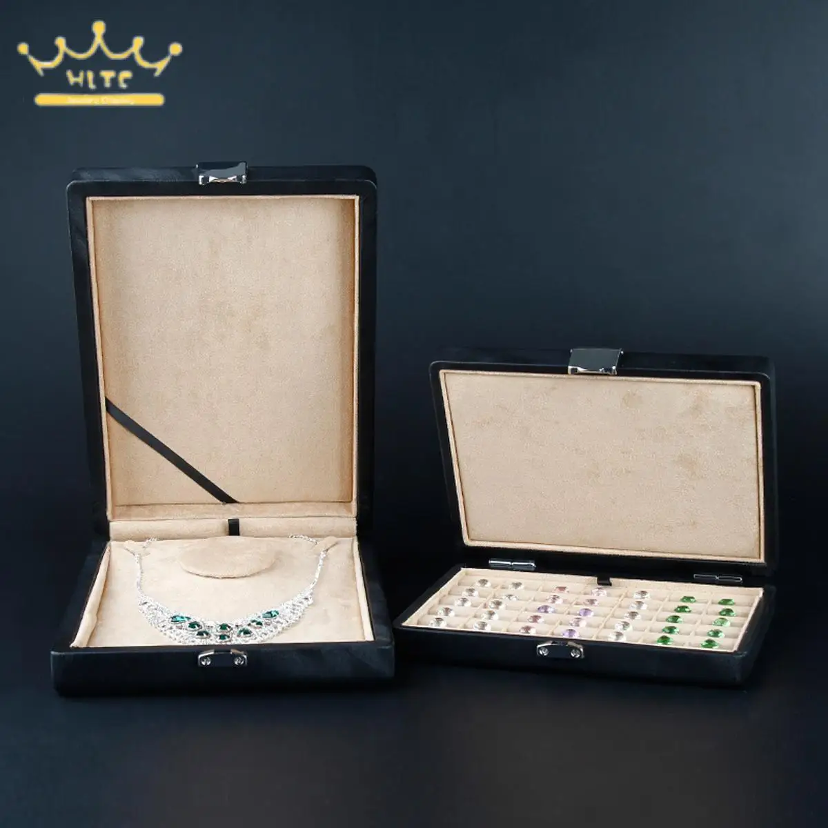 Diamond Box High-End Suede Chain Box  Jewelry Case Loose Exhibition Gem Necklace Pendant Box Leather Jewelry Storage Box