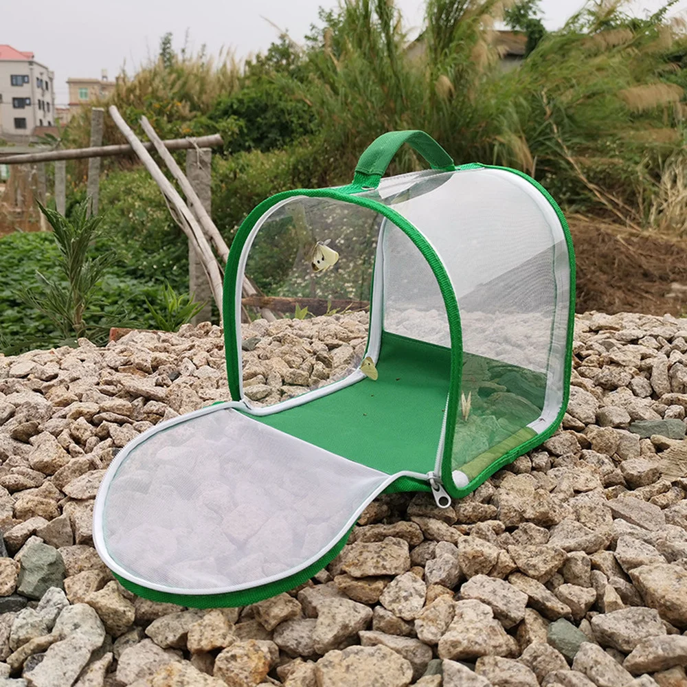 

Transparent Portable Butterfly Cage Foldable with Zipper Breathable Butterfly Cage Handheld Observation Breeding Insect Cage