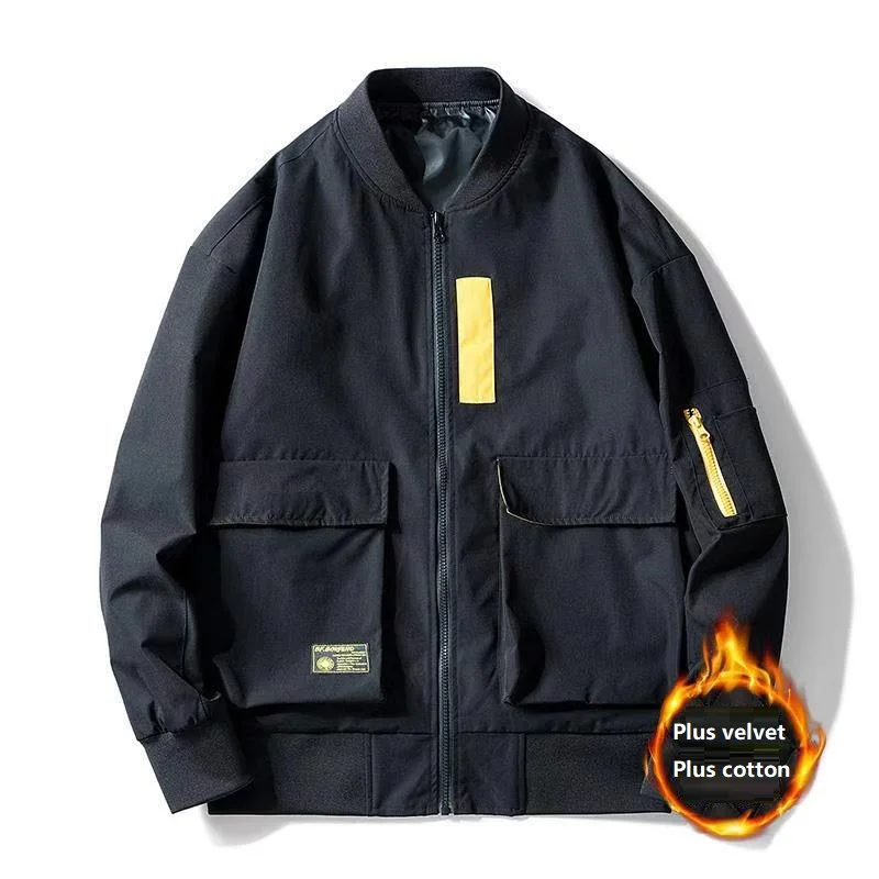 

Куртка мужская с хлопковой подкладкой, модная бейсбольная Униформа с несколькими карманами, зимнее пальто, Корейская одежда