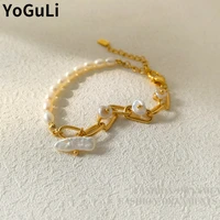 fashion jewelry white pearls bracelet simply design elegant temperament one layer golden chain bracelet for women party gifts