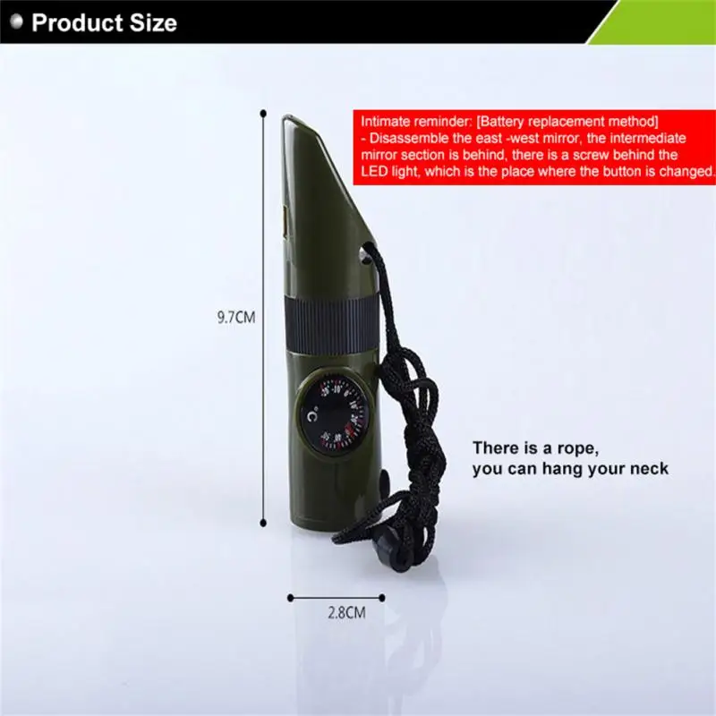 

Multi-function Whistle Portable High Decibel Survival Whistle 7 In 1 Multifunctional Whistle Emergency Survival Whistle