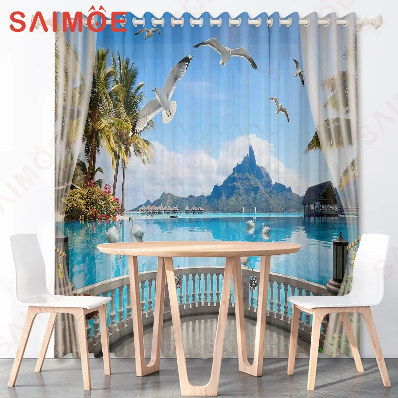 Летние занавески для отпуска с морским миром животными растениями дельфином